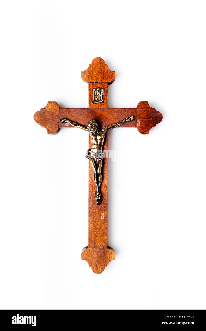 Christliche Kruzifix isoliert Stockfoto