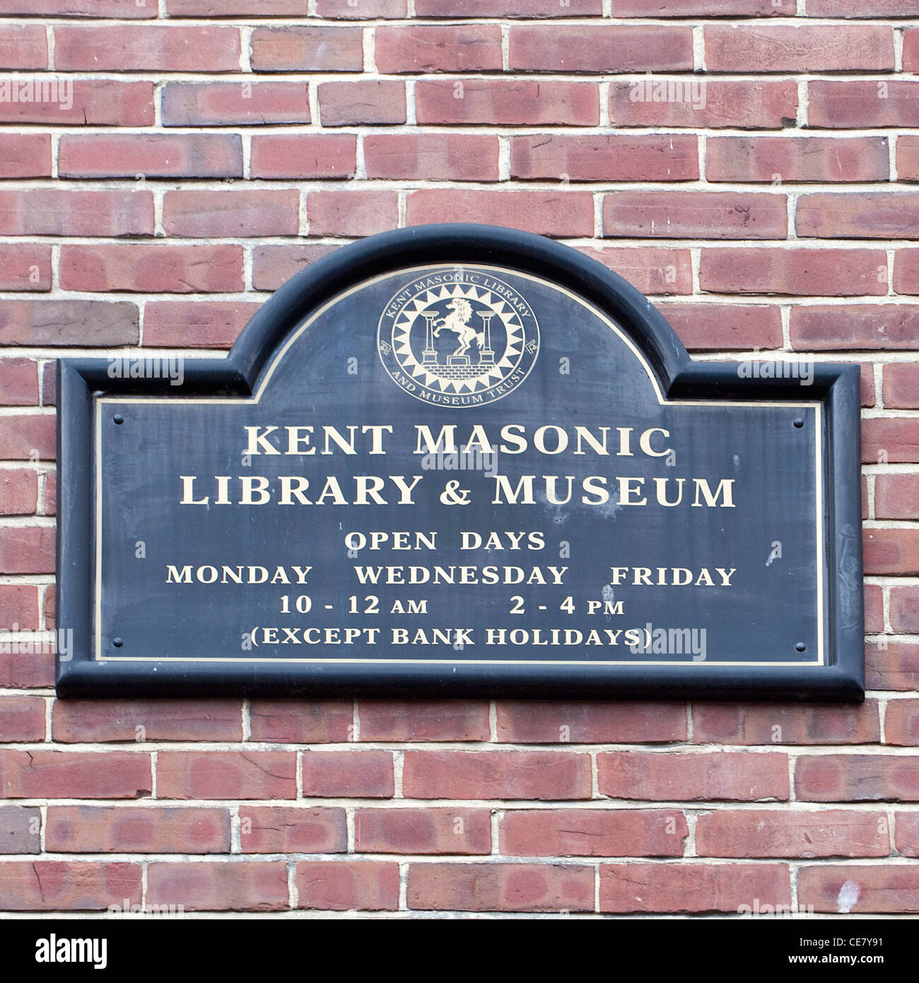 Kent Masonic Bibliothek und Museum Zeichen Canterbury UK Freimaurerei Freimaurer Freimaurer Freimaurerei Lodge Stockfoto