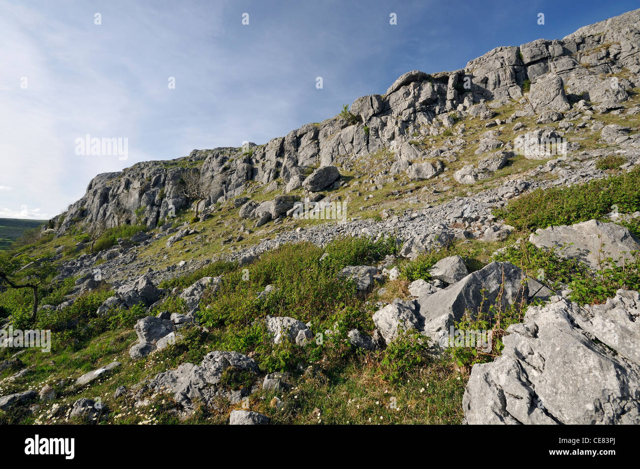 Kalksteinfelsen der Mullaghmore, The Burren Nationalpark, Co. Clare, Irland Stockfoto