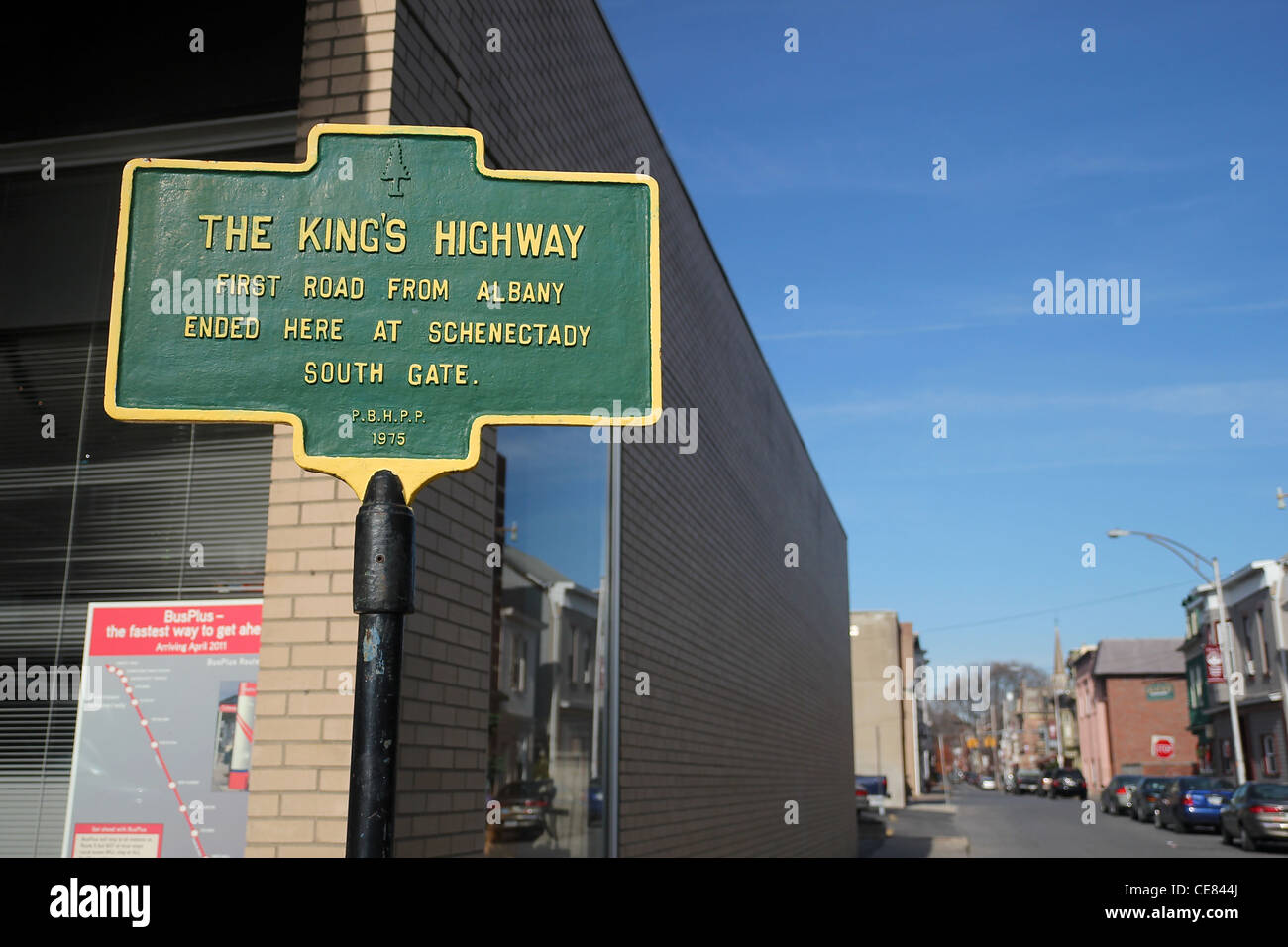 Kings Highway Zeichen. Schenectady, New York Stockfoto