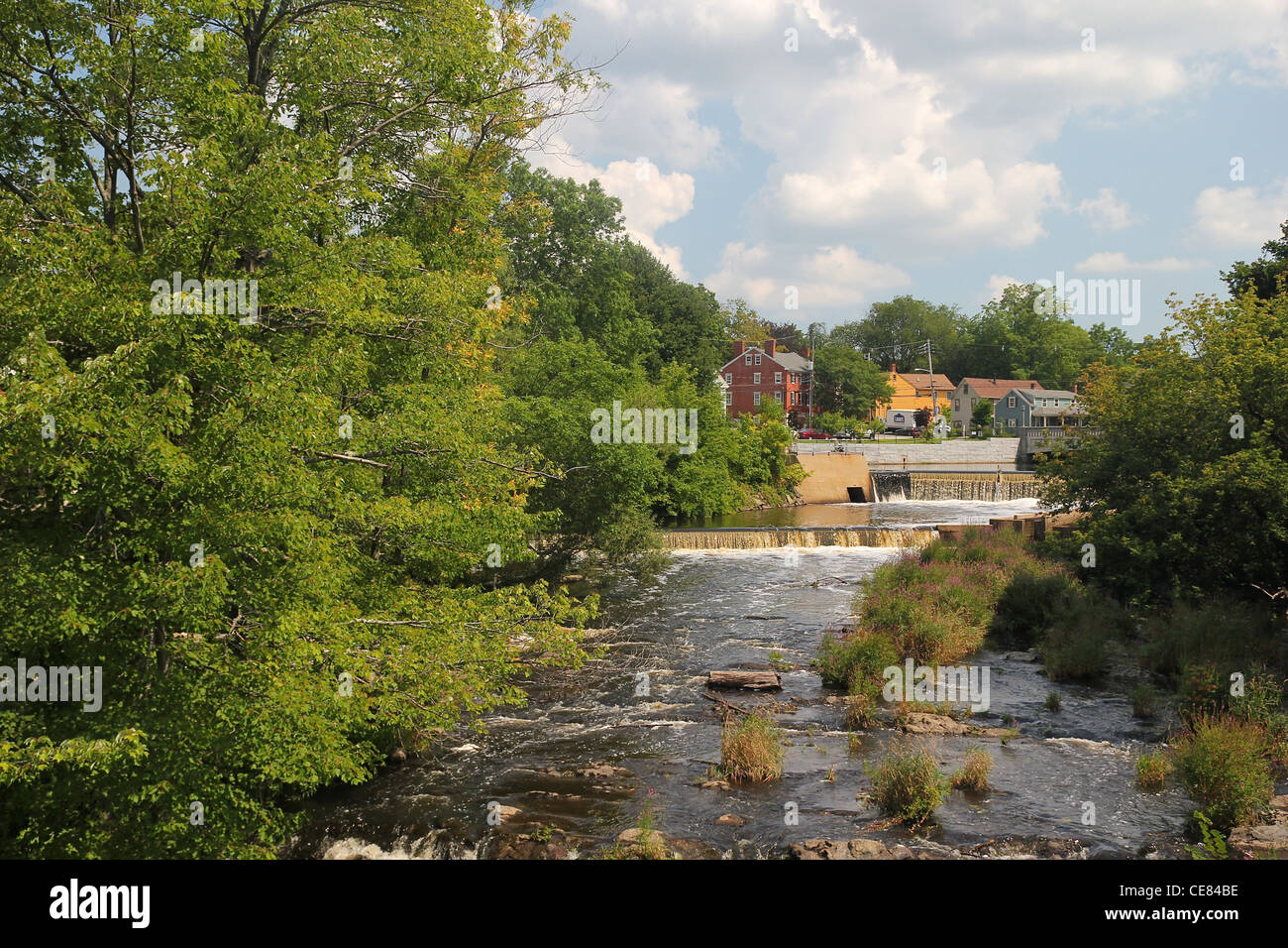 Blick auf Squamscott fällt, Exeter, New Hampshire Stockfoto