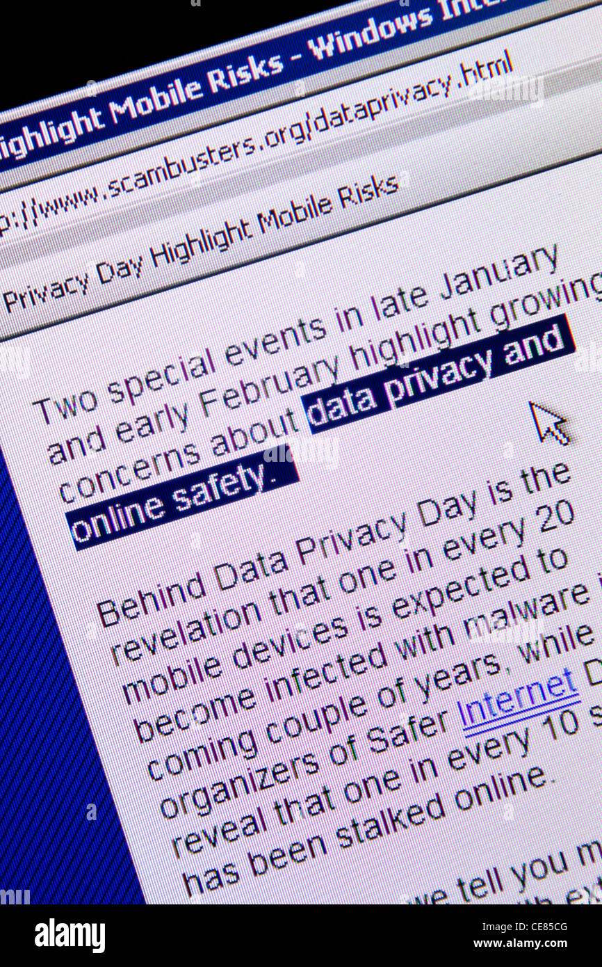 Daten Datenschutz Online-Sicherheit Stockfoto
