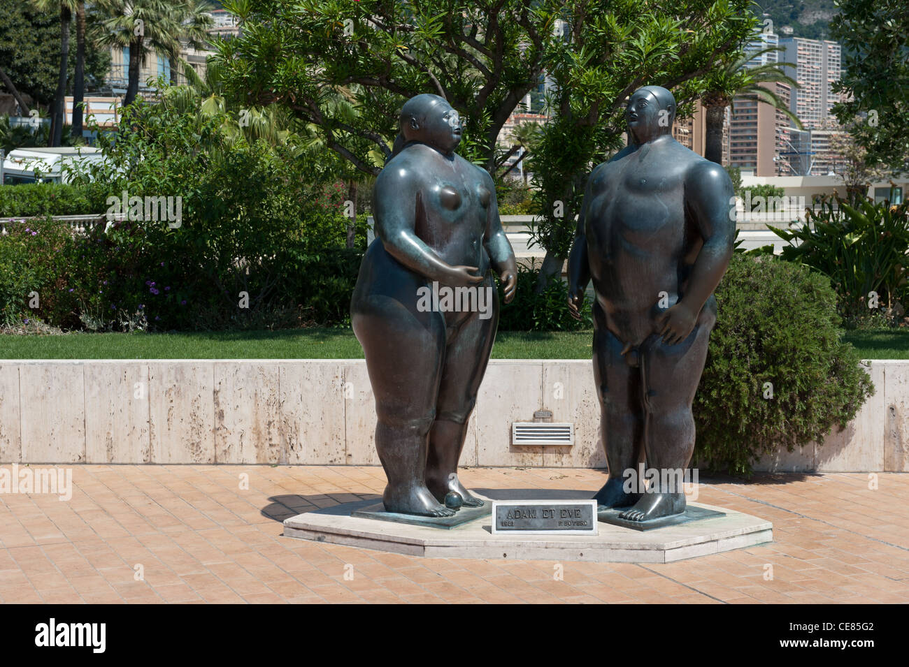 Adam und Eva Bronze-Statue in Monte Carlo, Monaco Stockfoto