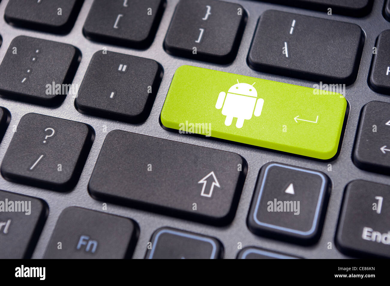 Android-Betriebssystem auf Tastatur enter-Taste. Stockfoto