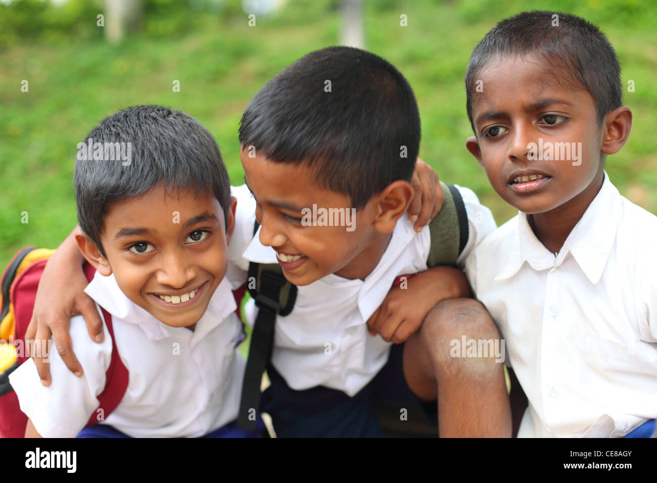 Sri Lanka, Provinz, Sabaragamuwa, Schüler, jungen und Mädchen in Schuluniform Stockfoto