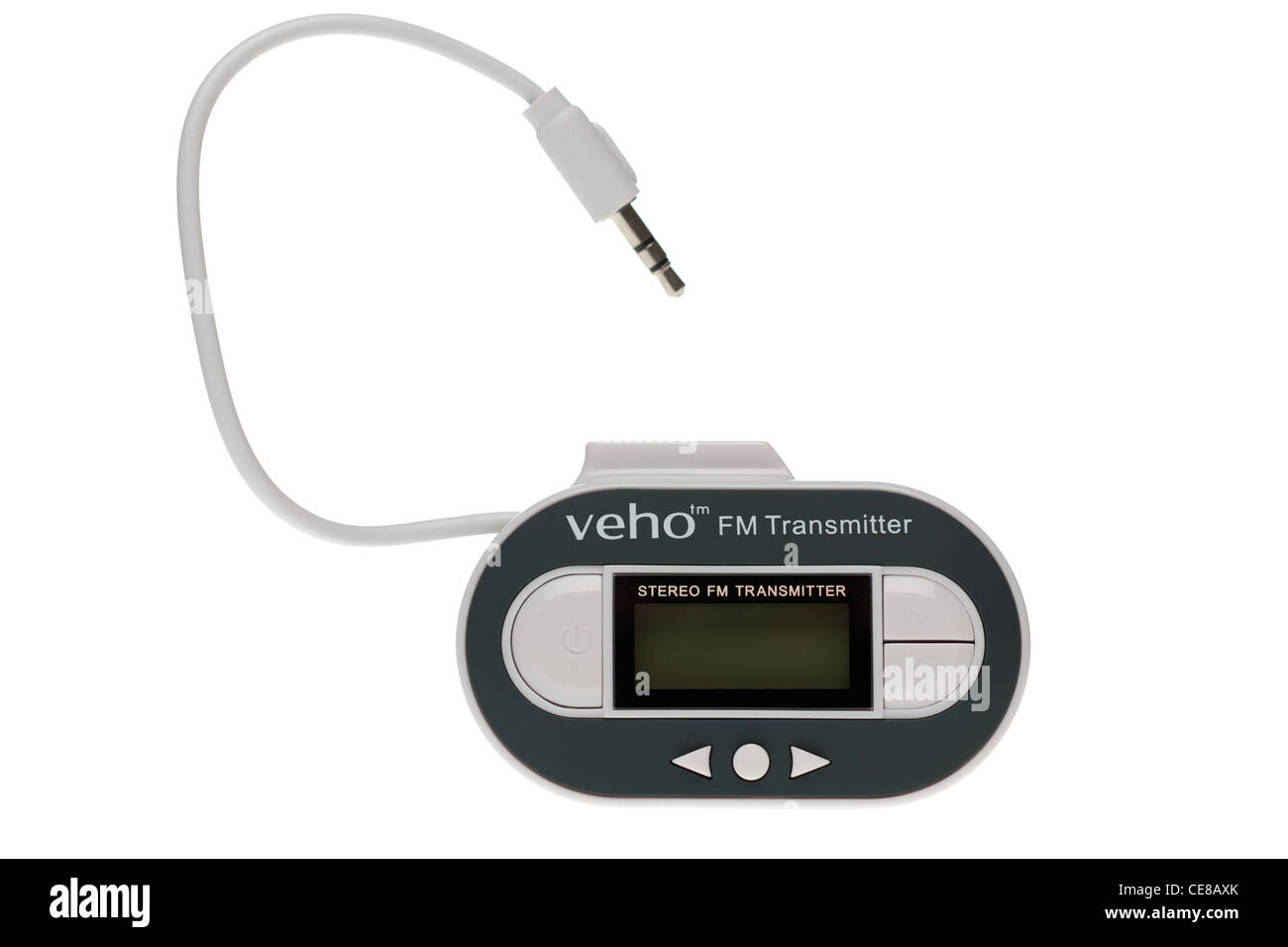 UKW-Stereo-Sender kleine kompakte Preset mit Jack Stecker Adapter FM Übertragung Gadget von Veho Stockfoto