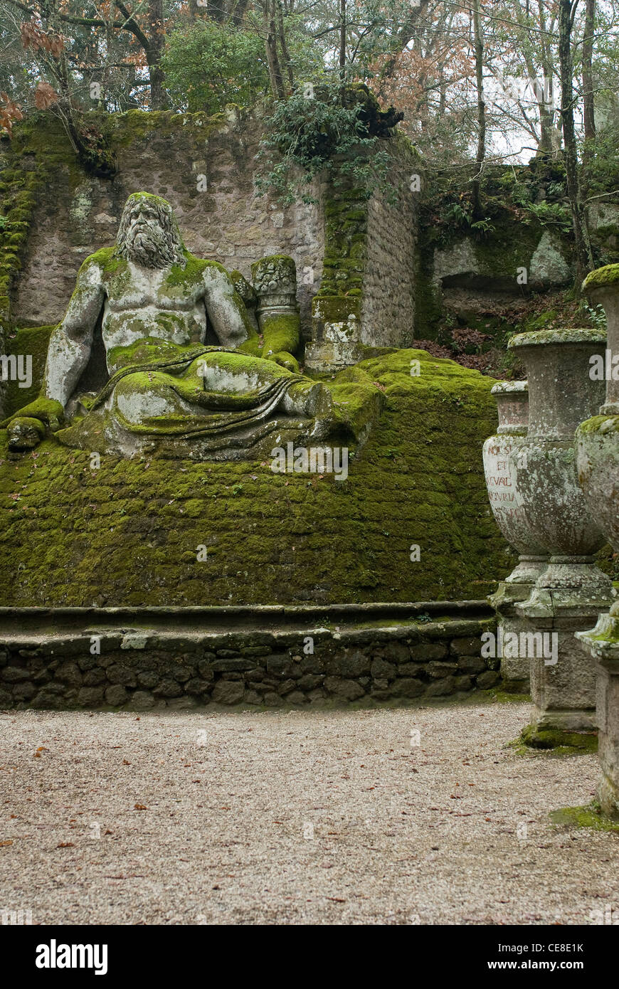 Neptun, Parco dei Mostri monumentale Komplex, Bomarzo, Viterbo, Latium, Italien Stockfoto