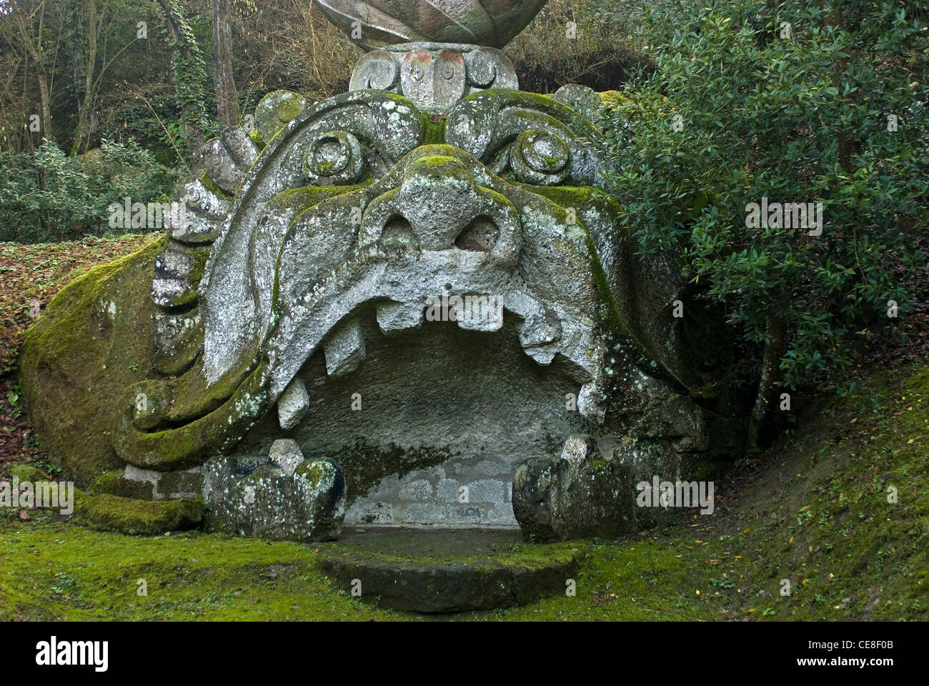 Proteus Kopf, Parco dei Mostri monumentale Komplex, Bomarzo, Viterbo, Latium, Italien Stockfoto