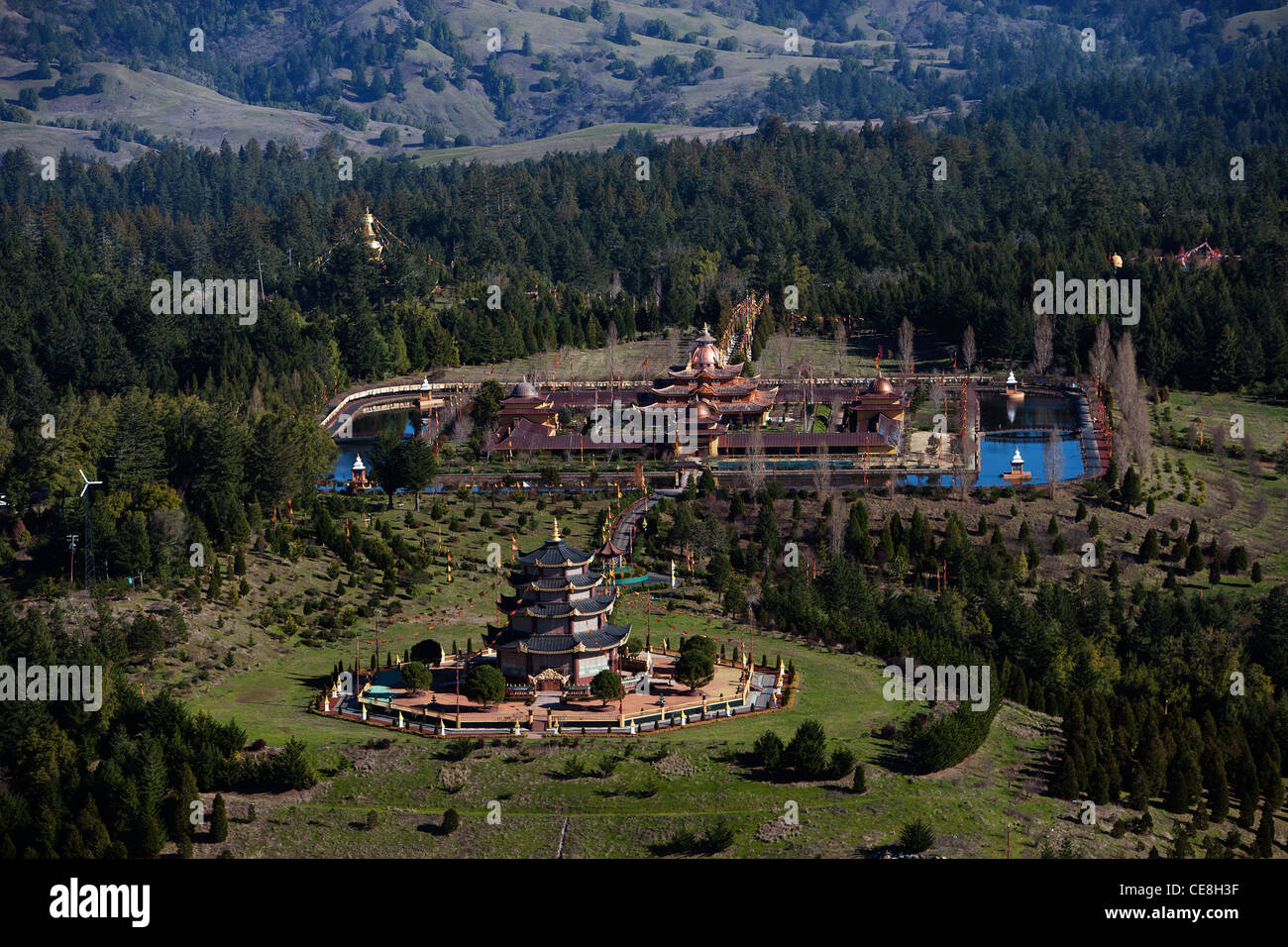 Luftbild Odiyan buddhistischen Retreat Center Sonoma County, Kalifornien Stockfoto