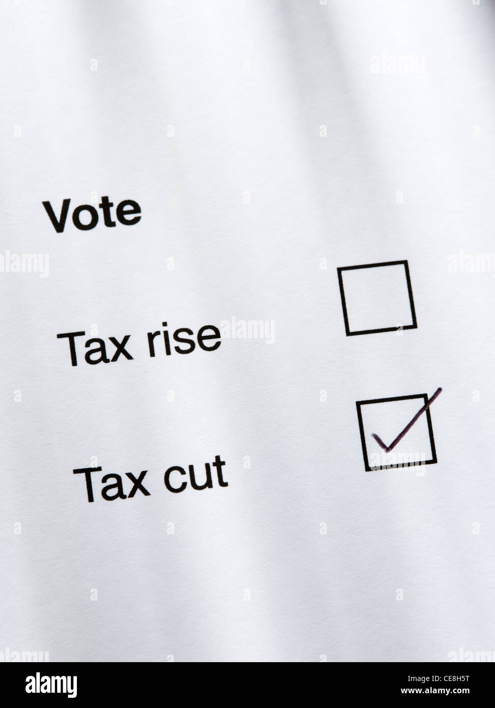 Vote für Steuersenkung. Stockfoto
