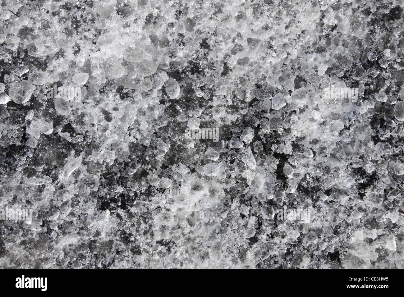 Nahaufnahme von einer Oberfläche voller gehackte Eis Stockfoto