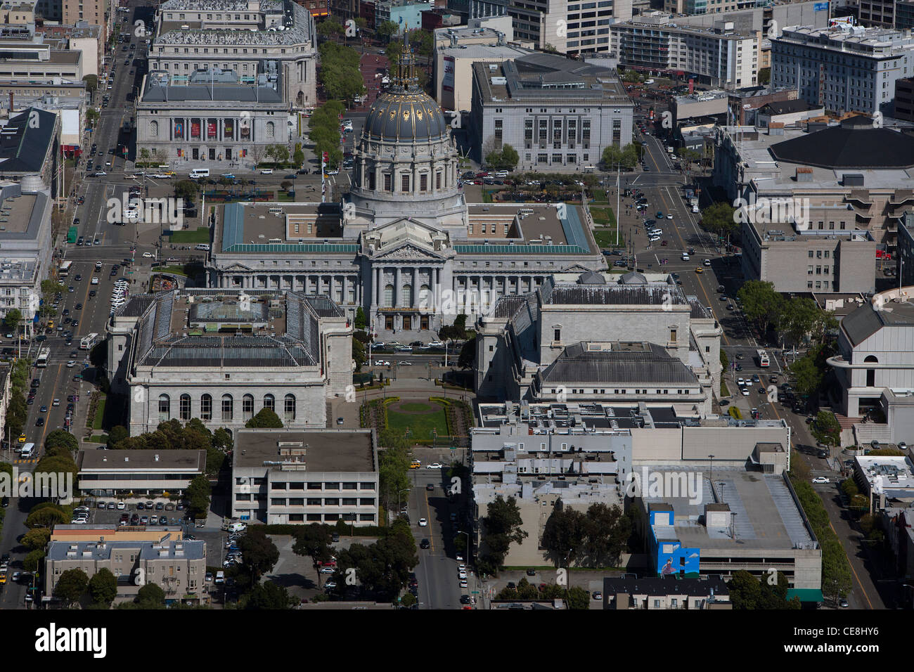 Luftbild Rathaus Civic Center San Francisco, Kalifornien Stockfoto