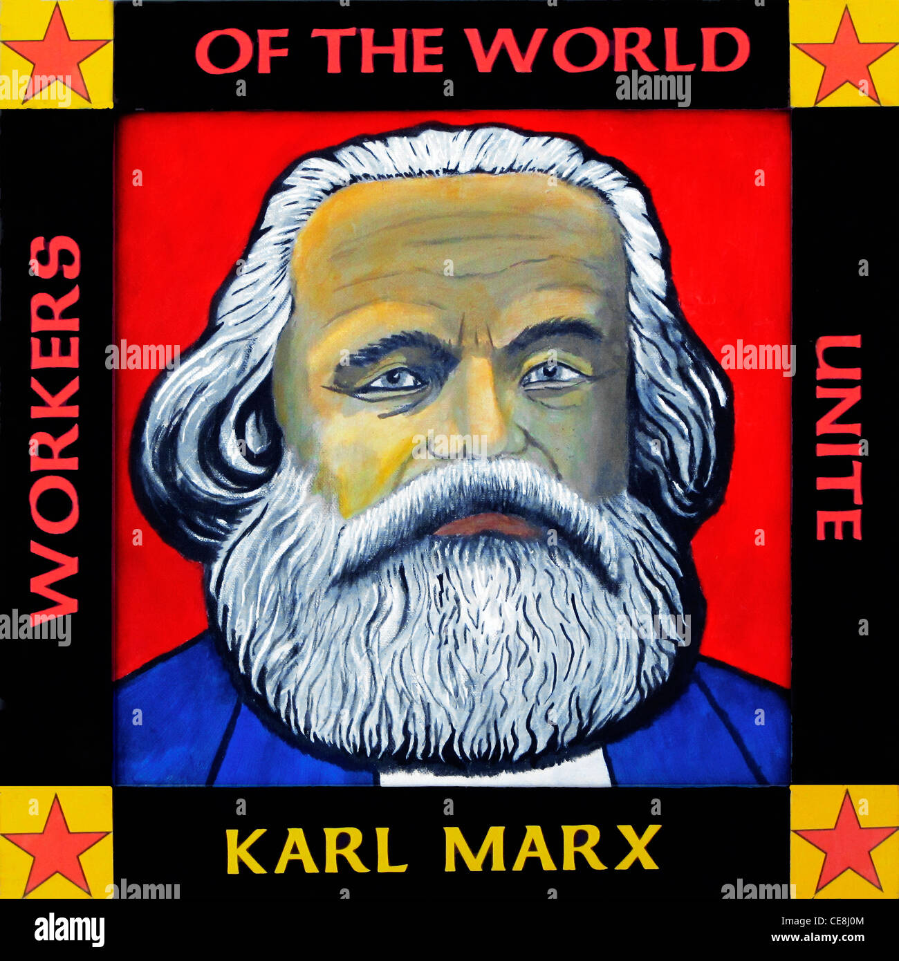 Gemaltes Porträt von Karl Marx Stockfoto