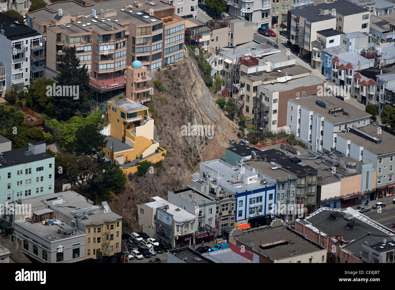 Luftbild erdrutsch telegraph hill san francisco Fotos und