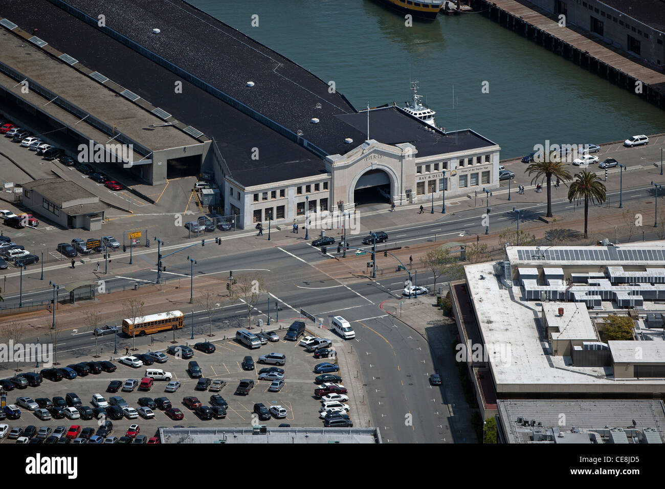 Luftaufnahme Pier 15 San Francisco, Kalifornien Stockfoto