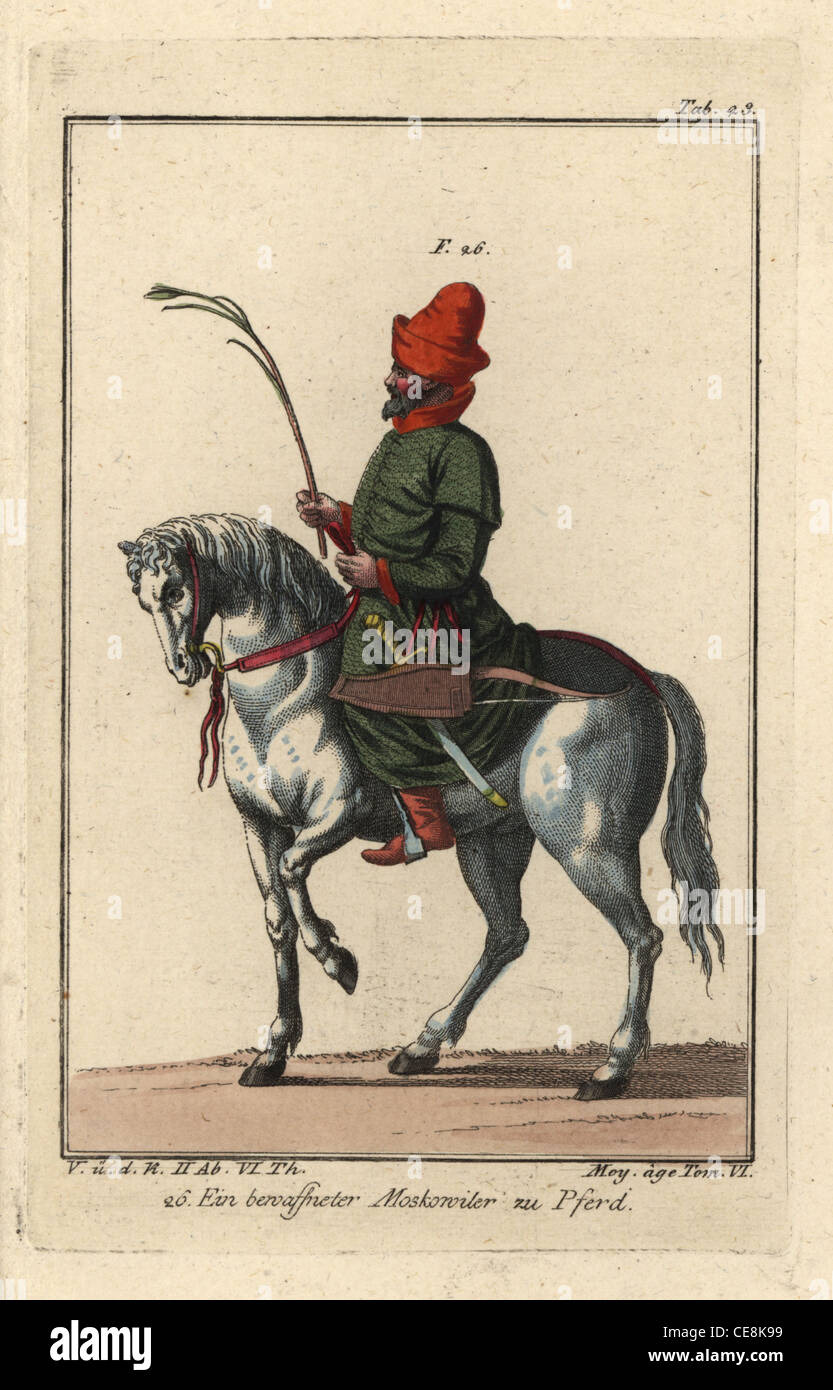 Bewaffneten Muskovit auf dem Pferderücken, 16. Jahrhundert. Stockfoto