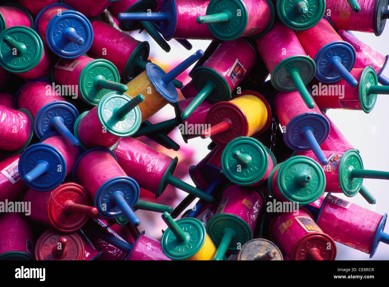 Kite Festival; Makar Sankranti; Thread Reels; bombay; mumbai; maharashtra; indien; asien Stockfoto