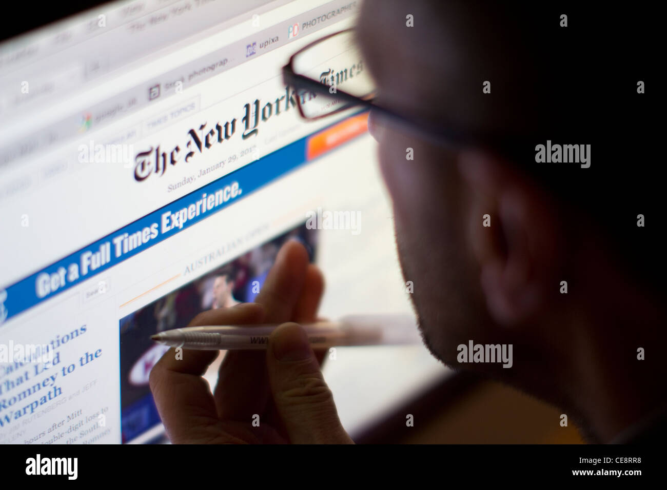 Die New York Times Online-website Stockfoto