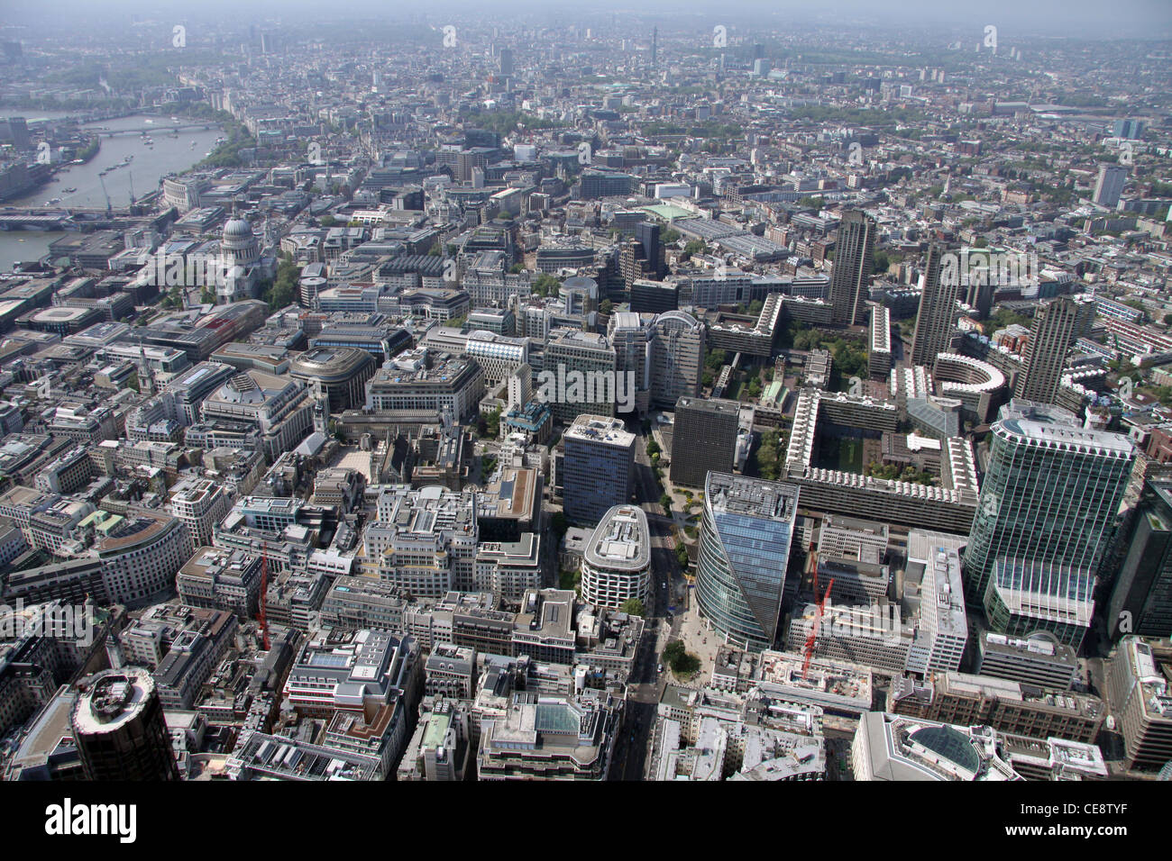 Luftaufnahme der Moorgate / Barbican Gebiete von London EC2 Stockfoto