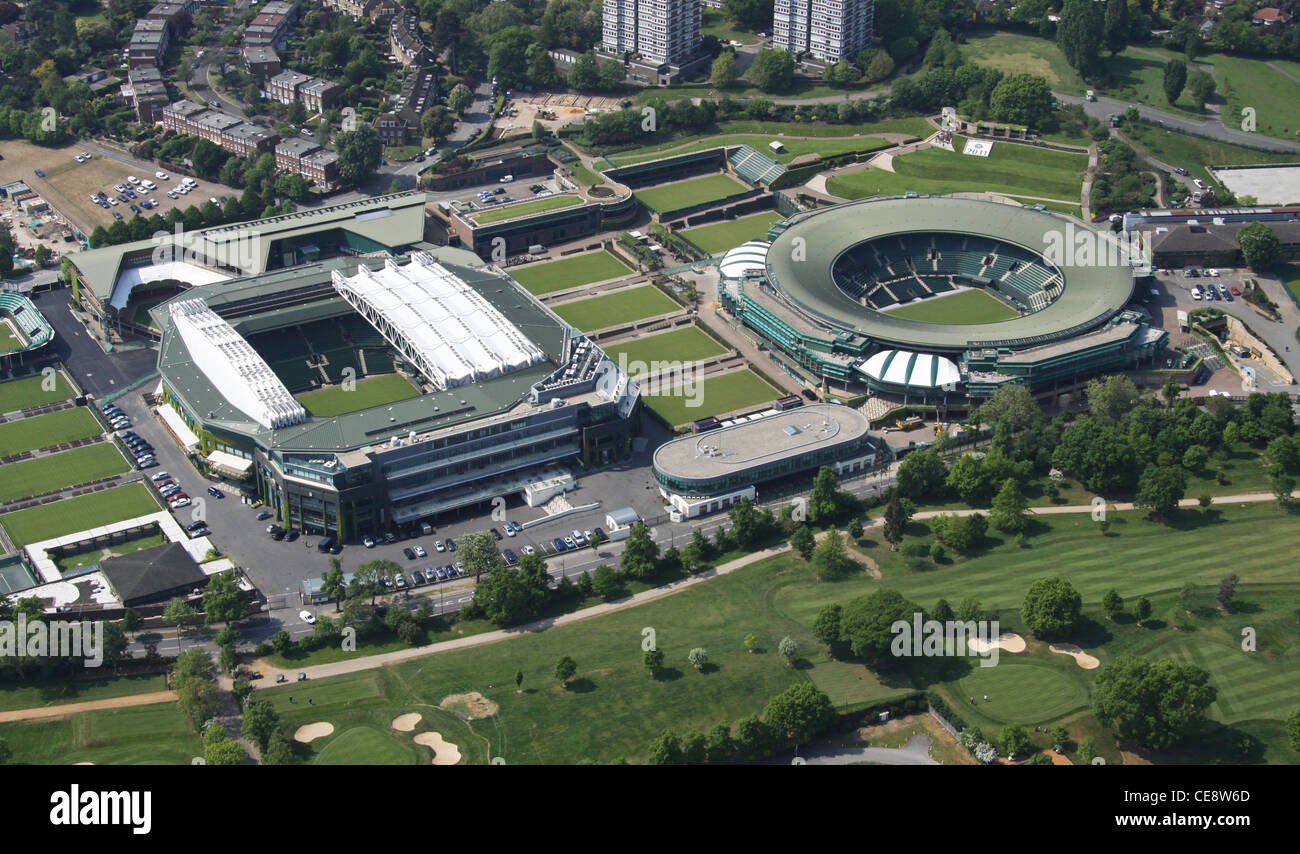 Luftaufnahme des Wimbledon Zentrum und Gericht Nr. 1 Stockfoto