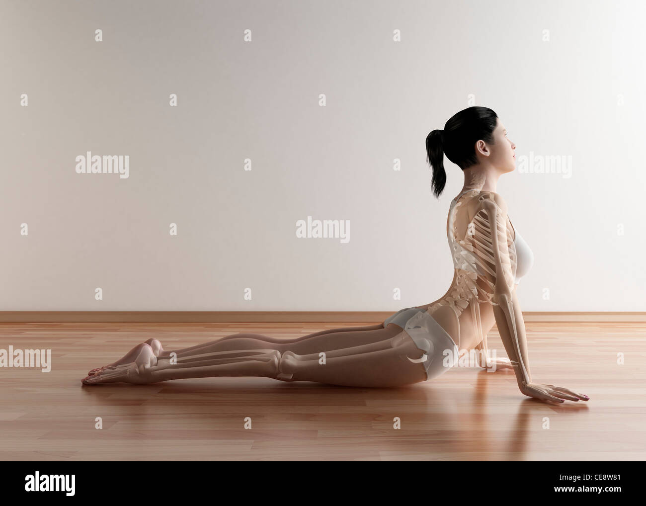 Weibliche stretching, Computer-Grafik. Stockfoto