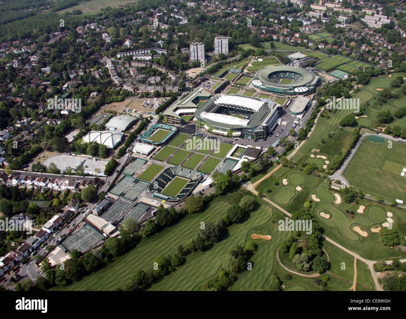 Luftaufnahme, All England Tennis Club, Wimbledon, London SW19 Stockfoto