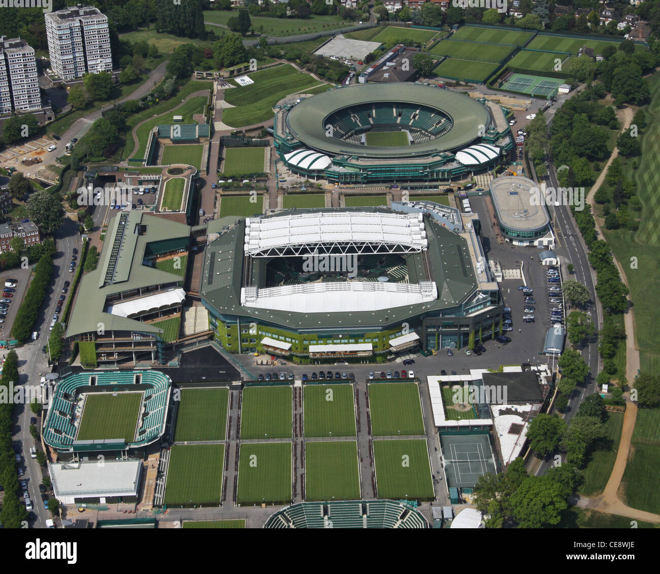 Luftaufnahme, All England Tennis Club, Wimbledon, London SW19 Stockfoto