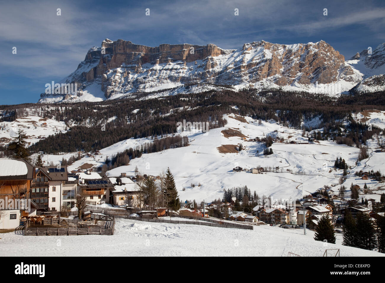 La Villa, Stern, Alta Badia, Gader Tal, Nature Valley Fanes-Sennes-Prags, Dolomiten, Südtirol, Italien, Europa Stockfoto