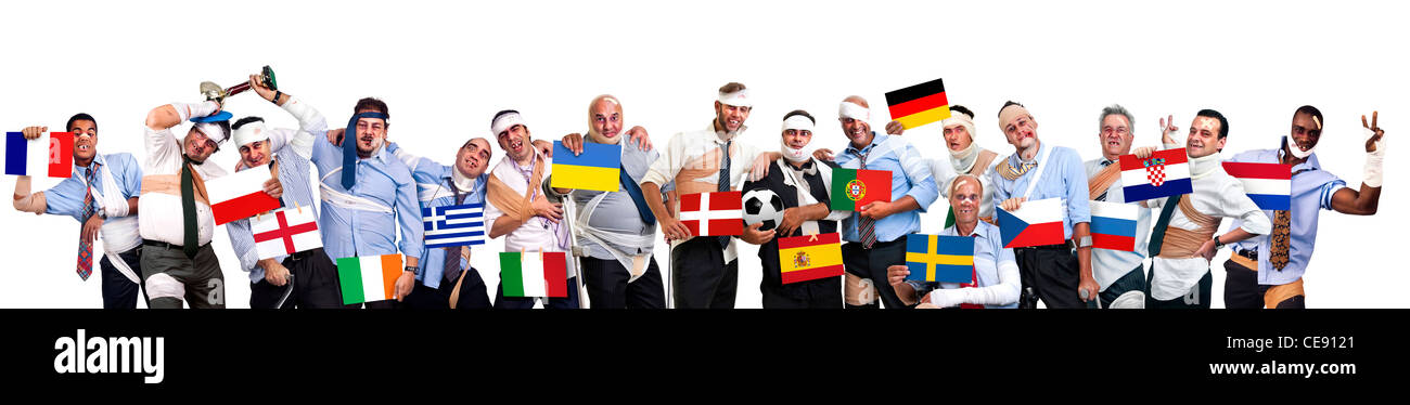 Komplettes Team von verletzten Geschäftsleute nach Euro-Cup 2012 Stockfoto