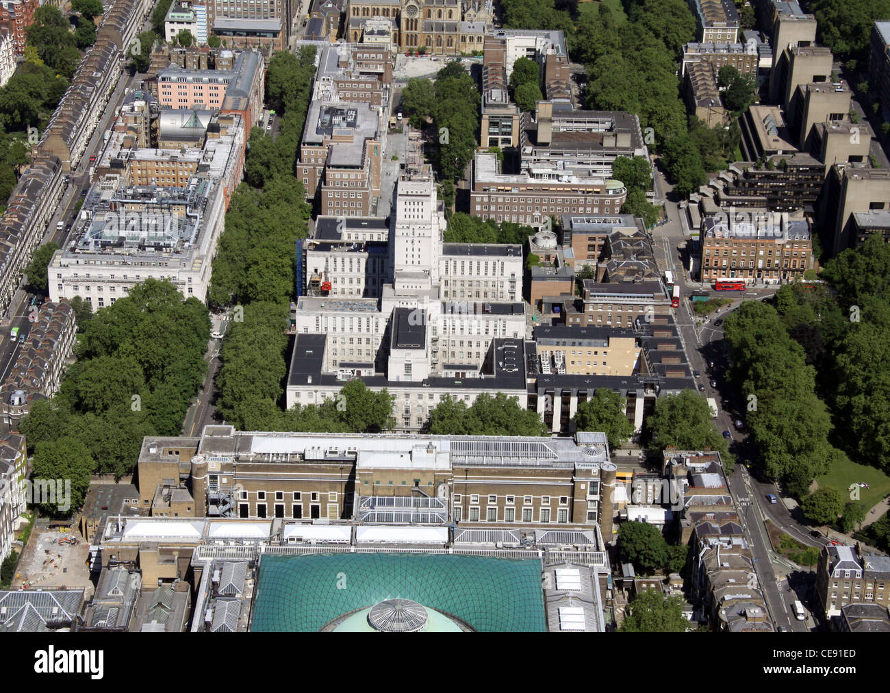 Luftaufnahme der SOAS University of London, Bloomsbury, London WC1 Stockfoto