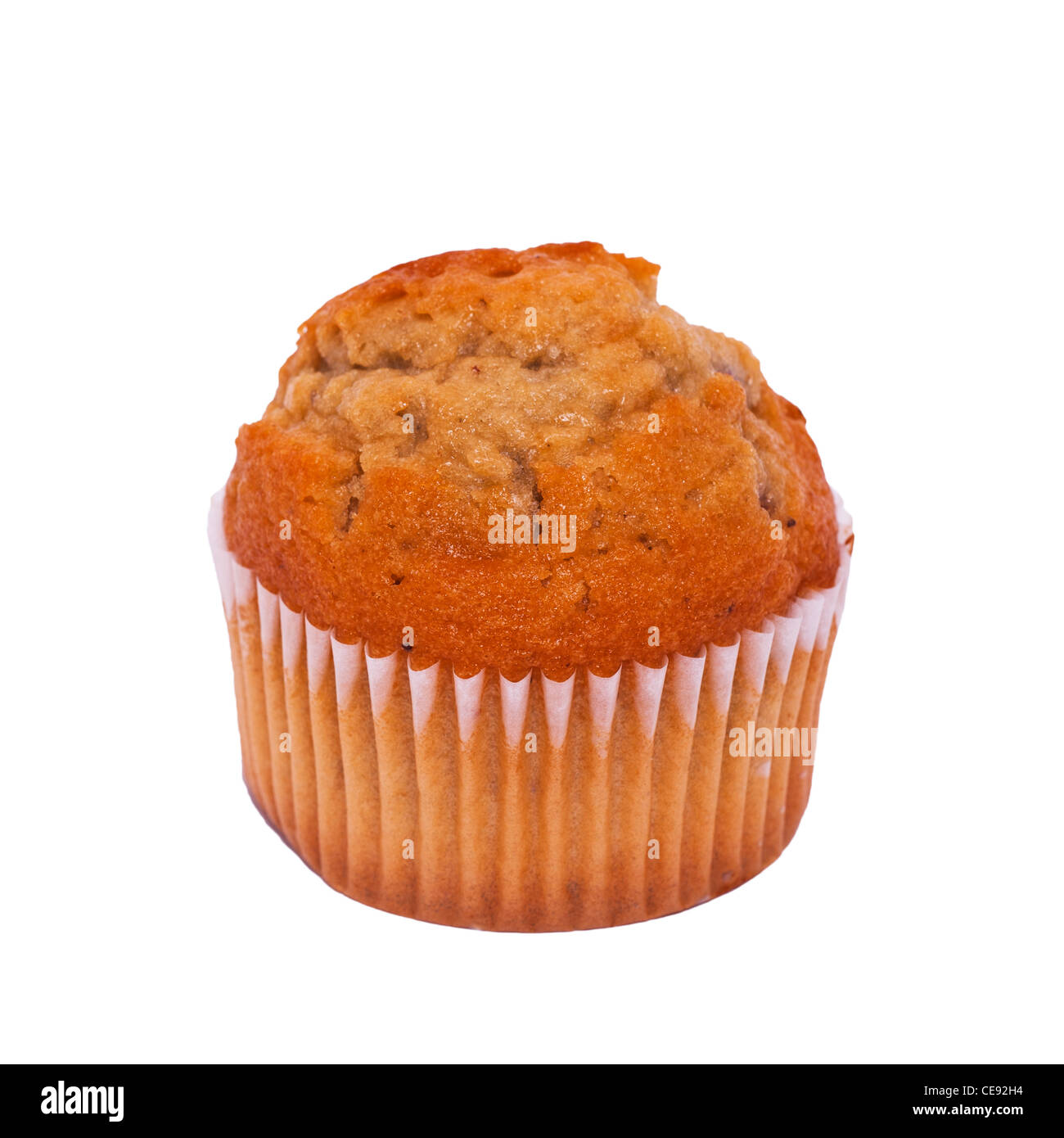 Ein Toffee Muffin Muffin auf weißem Hintergrund Stockfoto