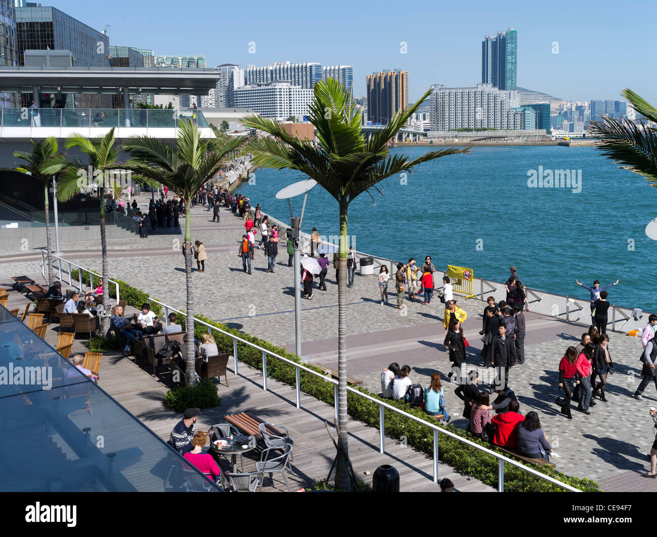 Dh Tsim Sha Tsui East in Kowloon HONG KONG, Victoria Harbour Uferpromenade Ufergegenden Stockfoto