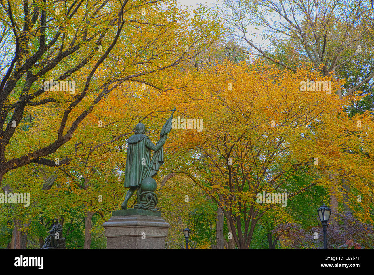 Kolumbus-Statue am Eingang der Mall, Central Park Stockfoto