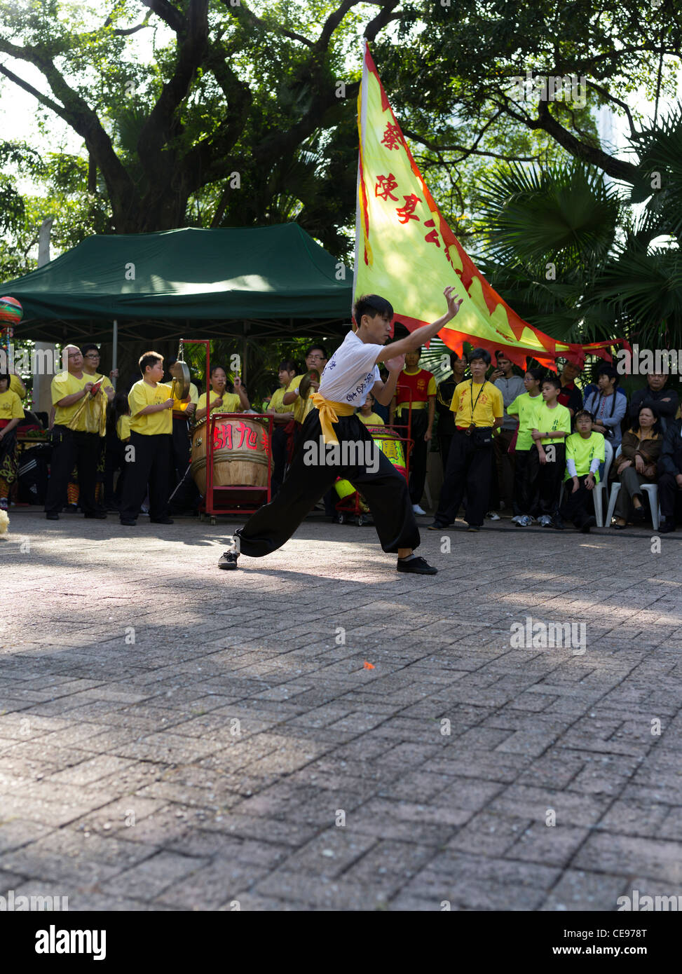 Dh Kowloon Park Tsim Sha Tsui, Hong Kong Chinese Kung Fu Fighter anzeigen Kampfkunst China Stockfoto
