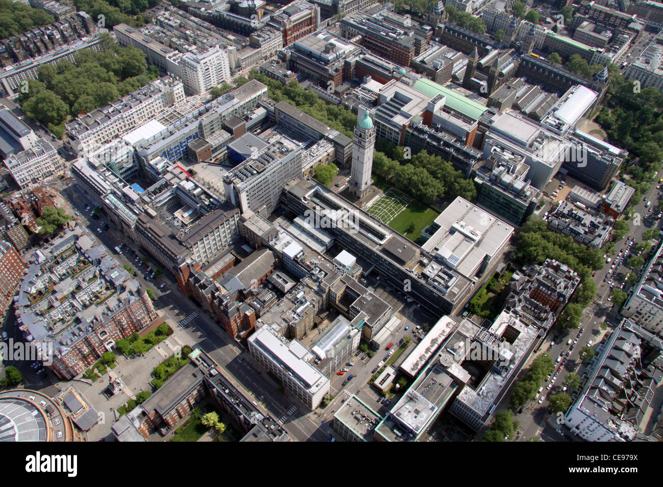 Luftaufnahme des Imperial College London & des Royal College of Music, London SW7 Stockfoto