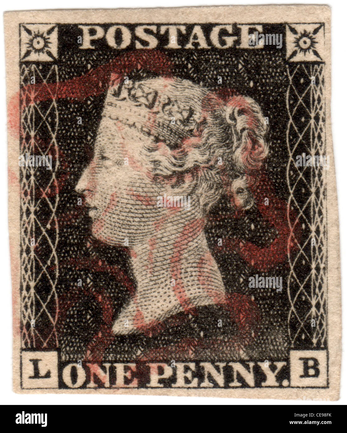 Penny Black Stempel von 1840 Stockfoto