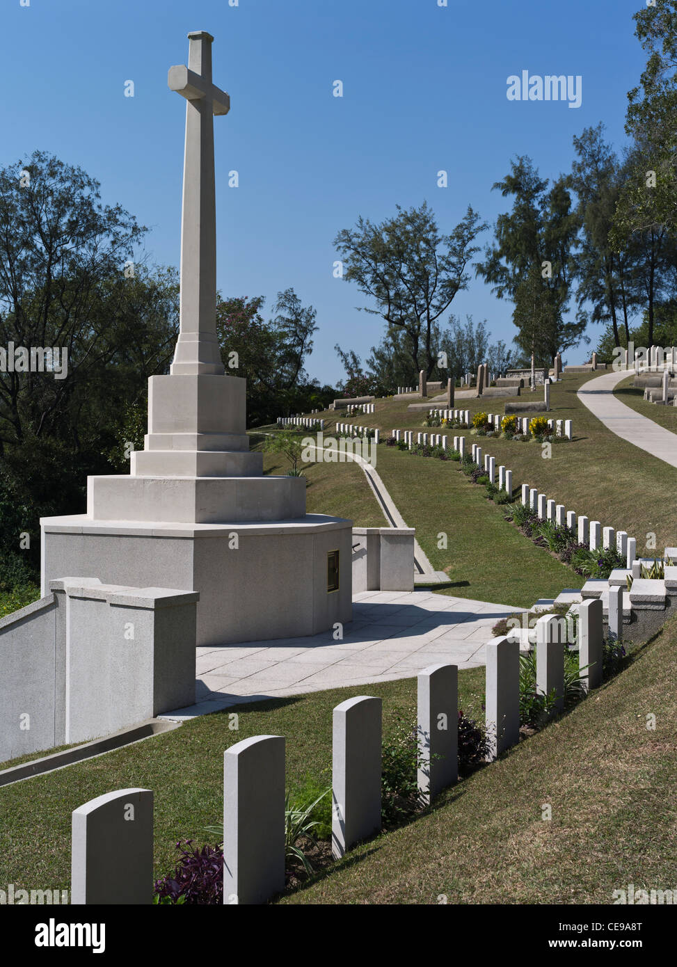 dh japanische Besetzung STANLEY HONG KONG Military historische Grabsteine Memorial Kreuz Weltkrieg zwei japan Geschichte Friedhof Stockfoto