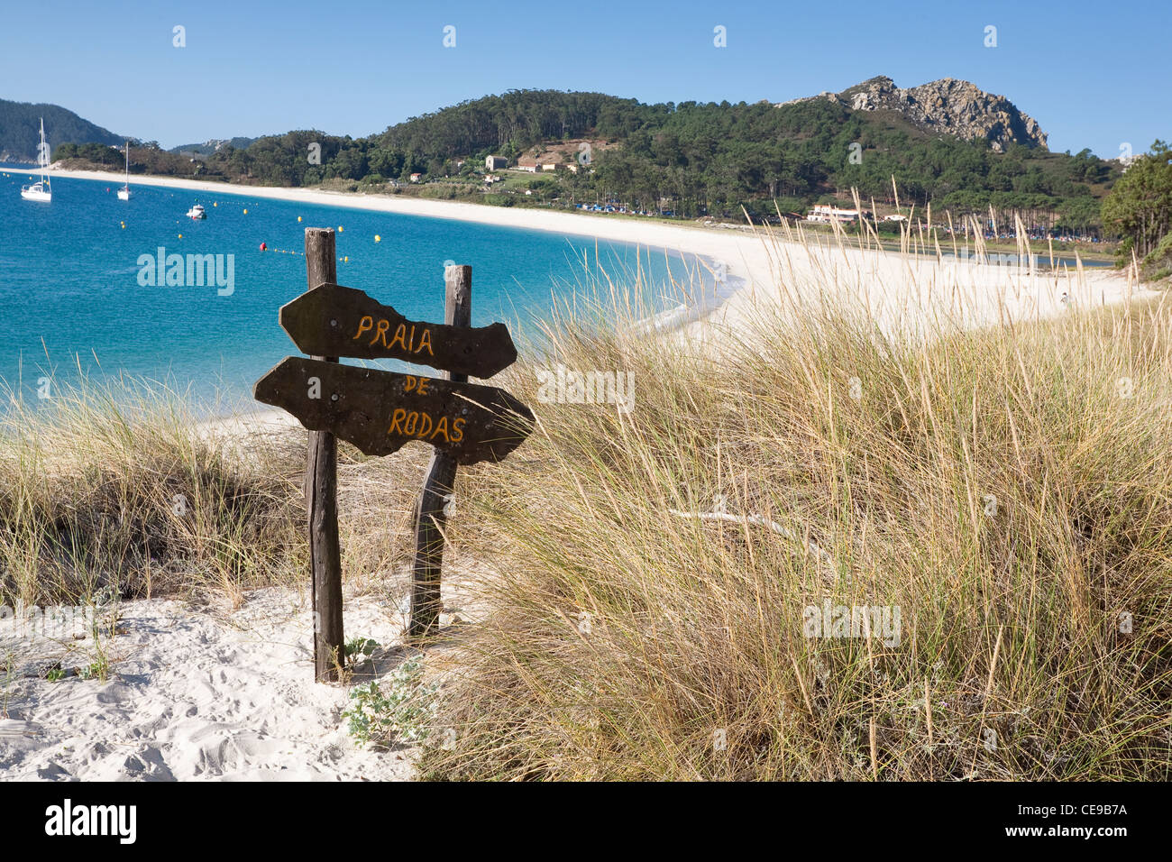 Playa de Rodas - Inseln im Atlantischen Ozean von Galizien Nationalpark, Provinz Pontevedra, Galicien, Spanien Stockfoto