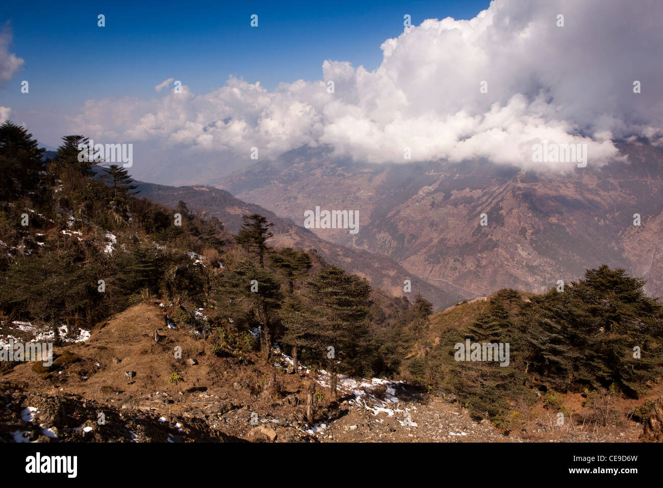 Indien, Arunachal Pradesh, Tawang Tal von Jang Dorf Stockfoto