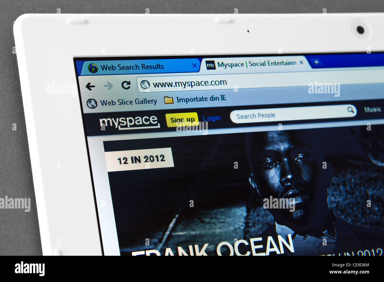 MySpace Webseite im Browser Stockfoto