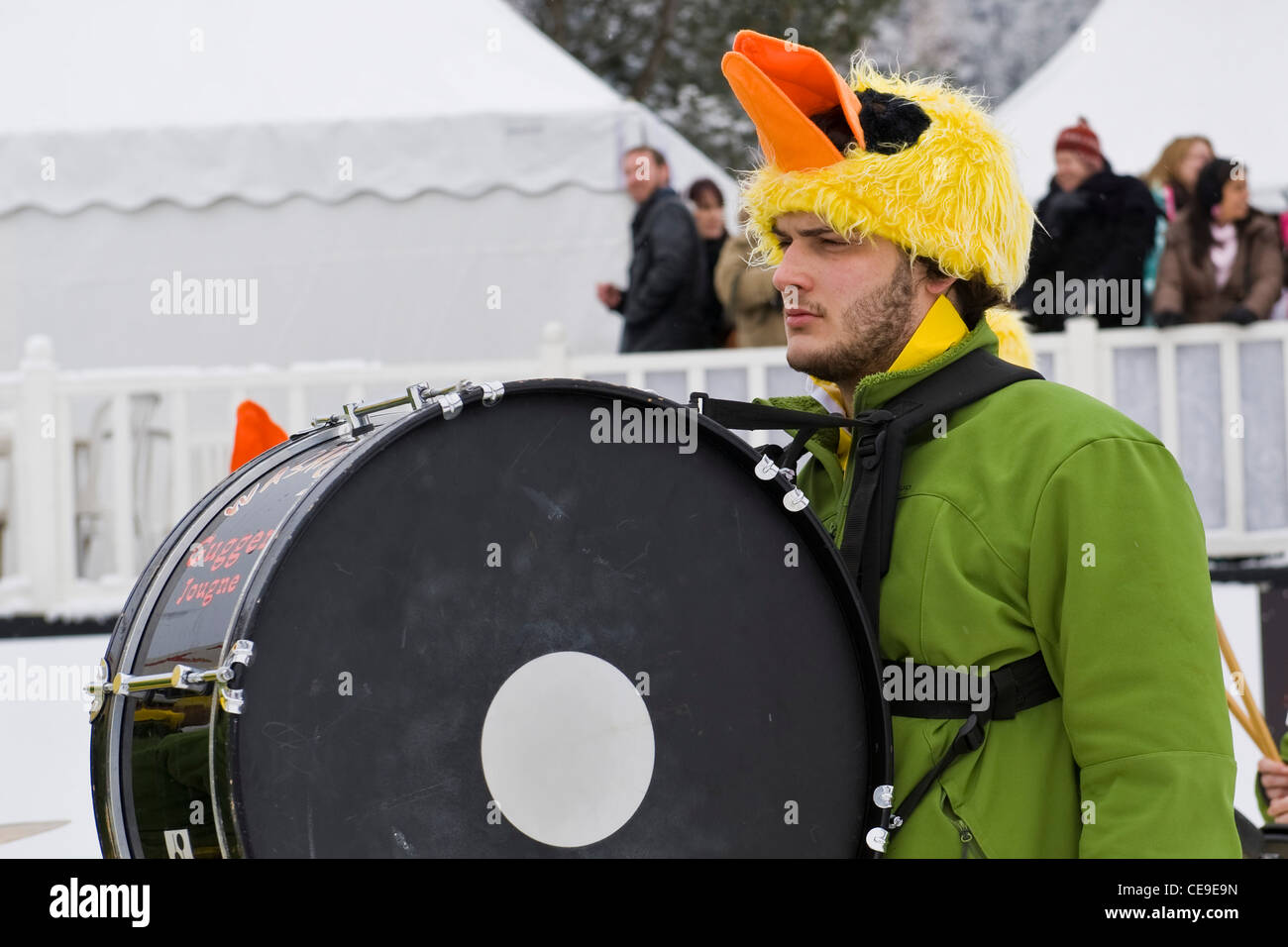 Guggen traditionelle Band, Ballons International Festival, Chateau d ' Oex, Schweiz Stockfoto