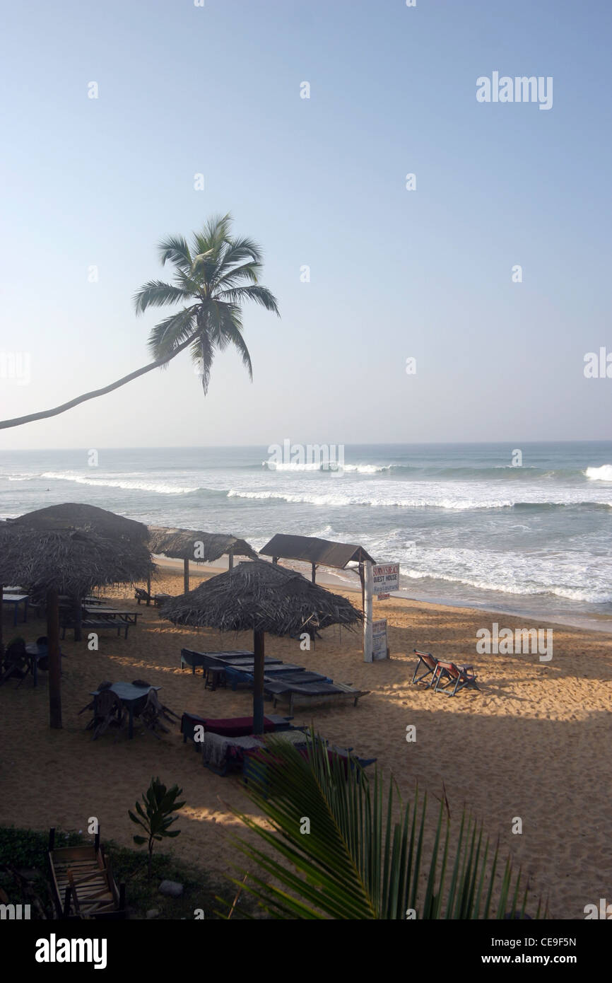Lokale Sri Lankan Surfer Wellenreiten in Hikkaduwa am Main Reef, South West Sri Lanka Stockfoto