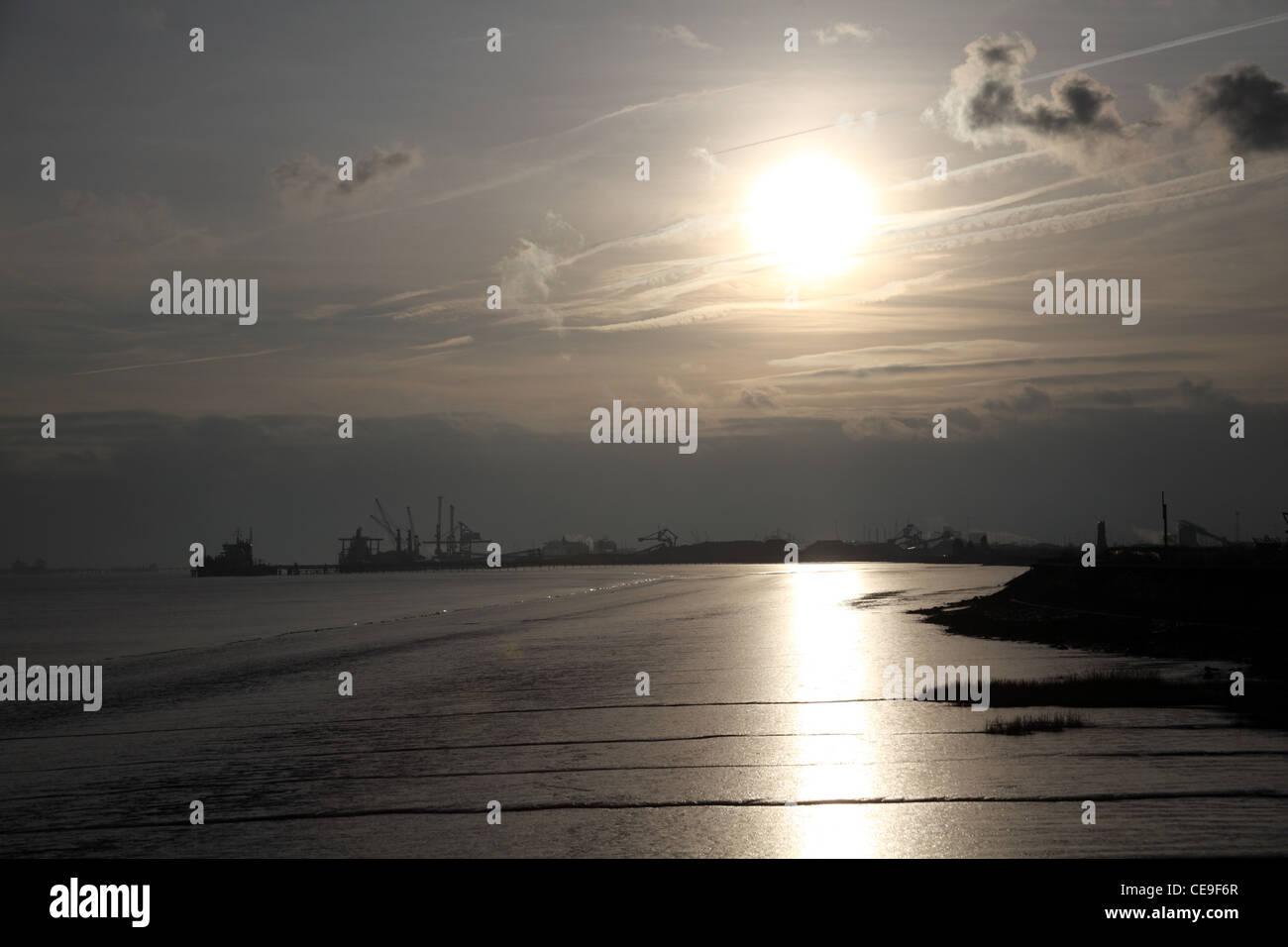 Gezeiten Wattenmeer an der Mündung des Humber nördlich Killingholme Docks Stockfoto