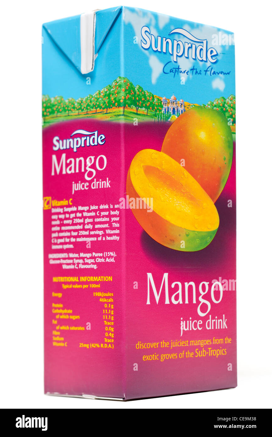 Karton mit Sunpride Mango Fruchtsaftgetränk Stockfoto