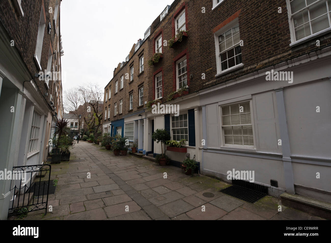 Colville Ort abseits Charlotte Street London. Reihenhäuser Stockfoto