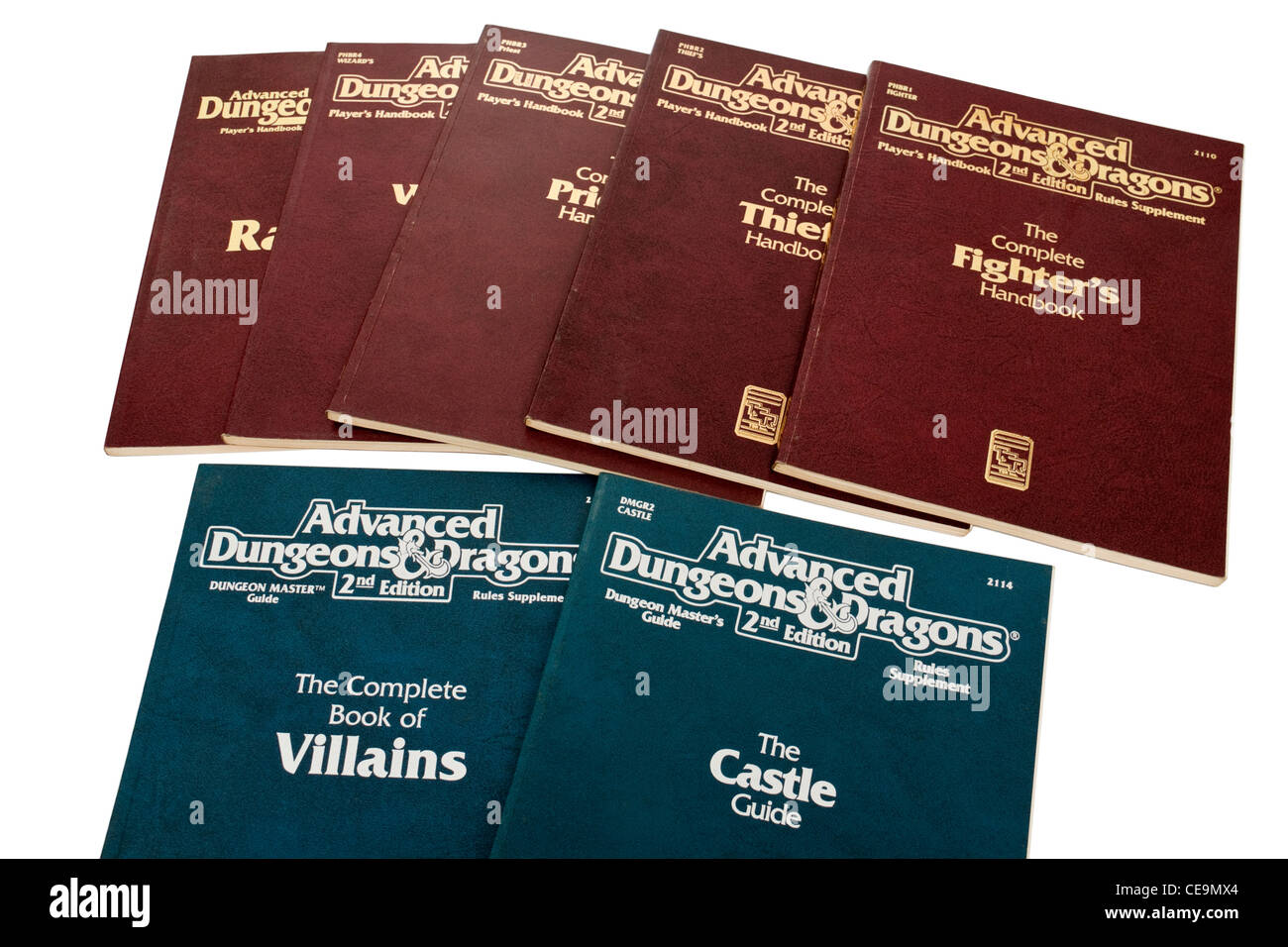 Sammlung von Advanced Dungeons &amp; Dragons (AD & D) Rollenspiel-Bücher Stockfoto