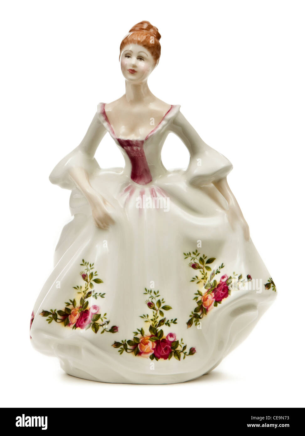 Royal Doulton "Country Rose" (HN3221) Porzellan Figur von 1988. Nach dem Vorbild von Peggy Davies. Made in England. Stockfoto