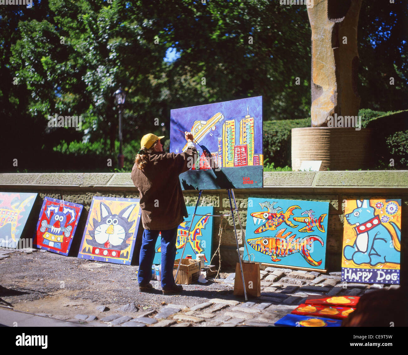 Streetart-Künstler, Central Park, Manhattan, New York, New York State, Vereinigten Staaten von Amerika Stockfoto