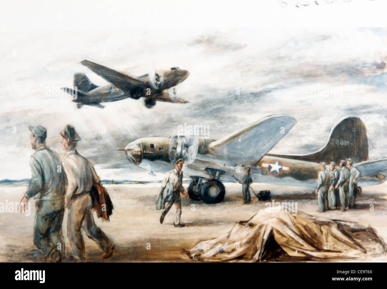 Bomber, die Landung in Afrika 1943 Gemälde 2. Weltkrieg WWII Stockfoto
