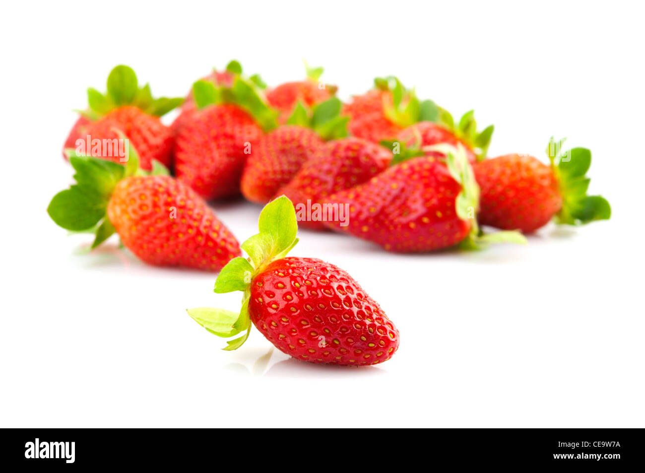 Süße Erdbeeren auf weißem Hintergrund Stockfoto